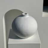 Handcrafted terracotta ball vase painted white H:24 D:26