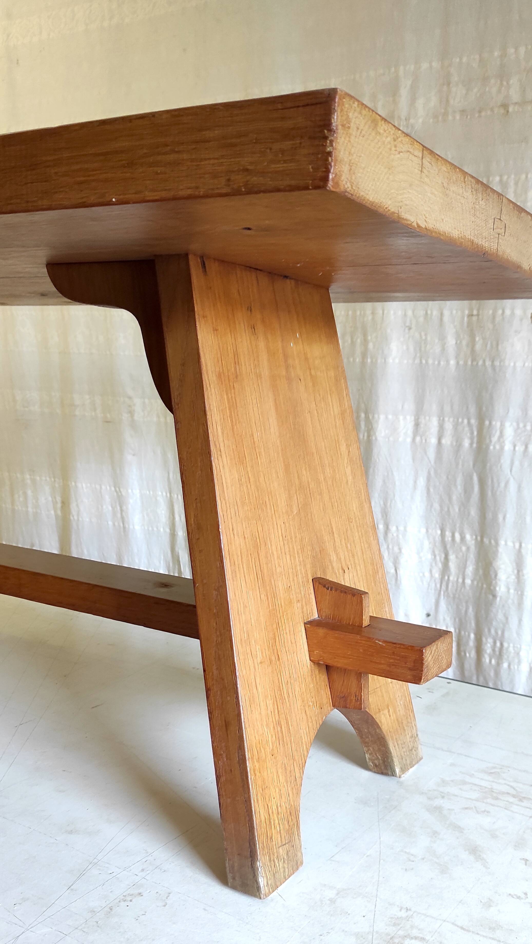 Solid oak coffee table - 1950s