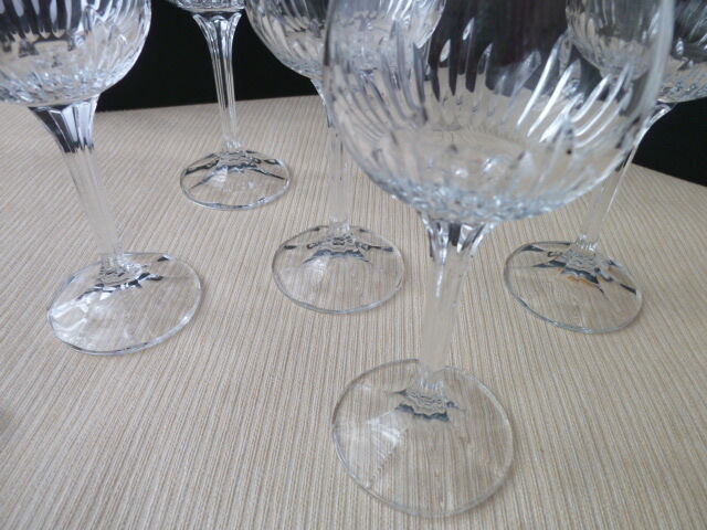 Set of 6 glasses of rosé or red wine in crystalline