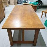 LOT Solid Oak Country Table and 6 Straw Seated Chairs