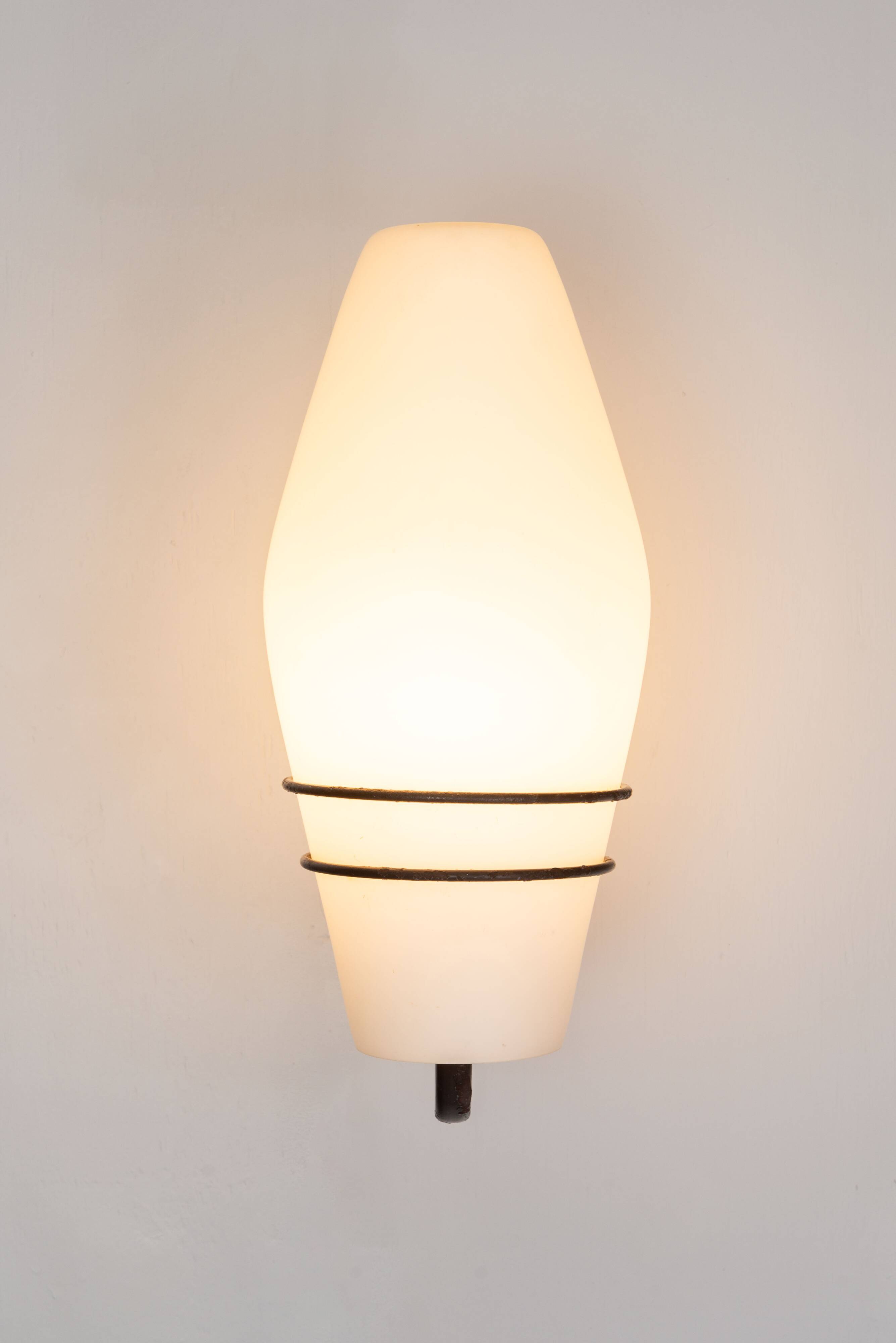 Large outdoor lamp made from metal and opal glass