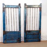 Old burmese teak gate with openwork wrought iron panels