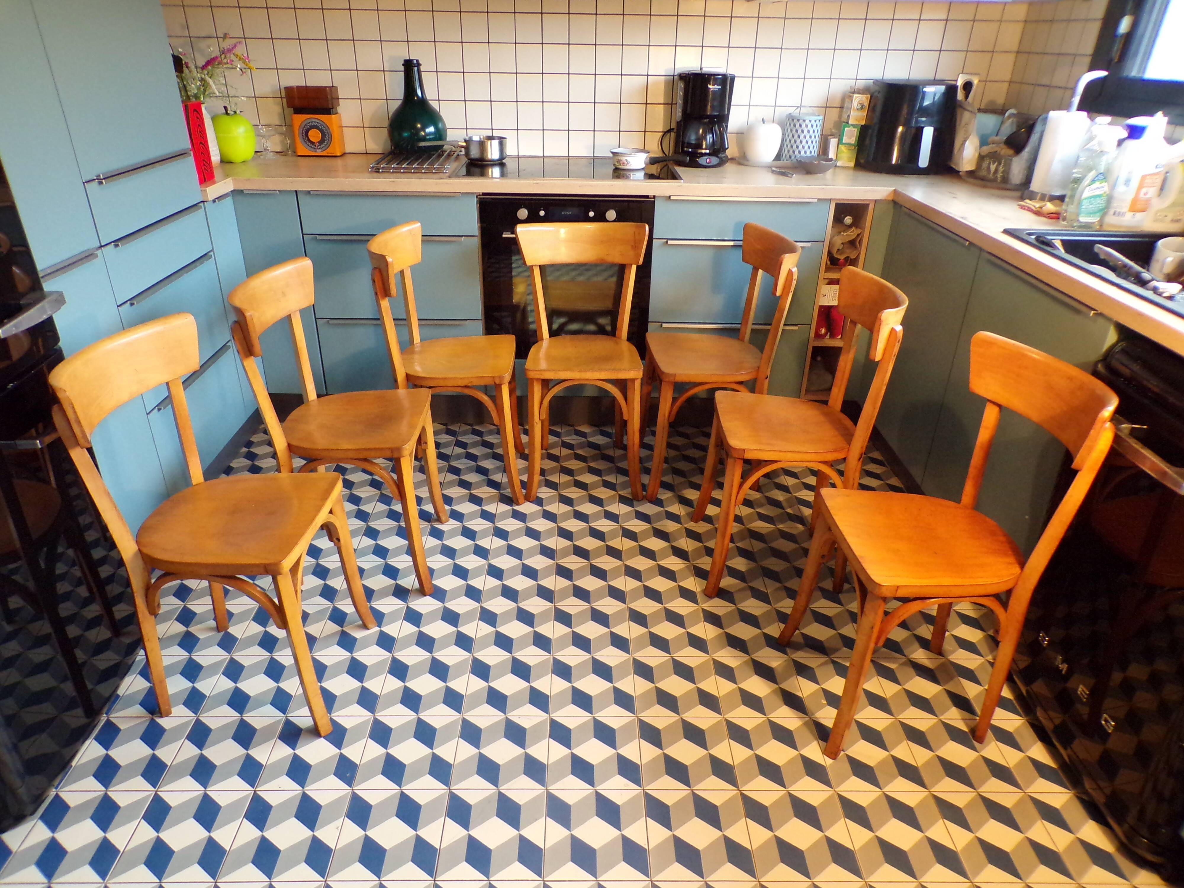 Set of 7 vintage bistro chairs