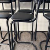 Series of 6 tubular and leatherette stools, 70s- 80s