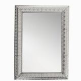 Rectangular wall mirror, silver metal frame