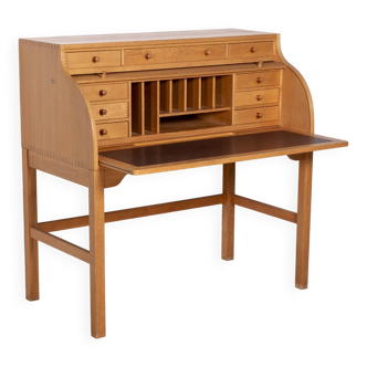 Andreas Hansen Roll Top Desk Secretary in Oak, 1970s Hadsten Traeindustri