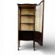 vitrine vintage en bois avec verre courbé