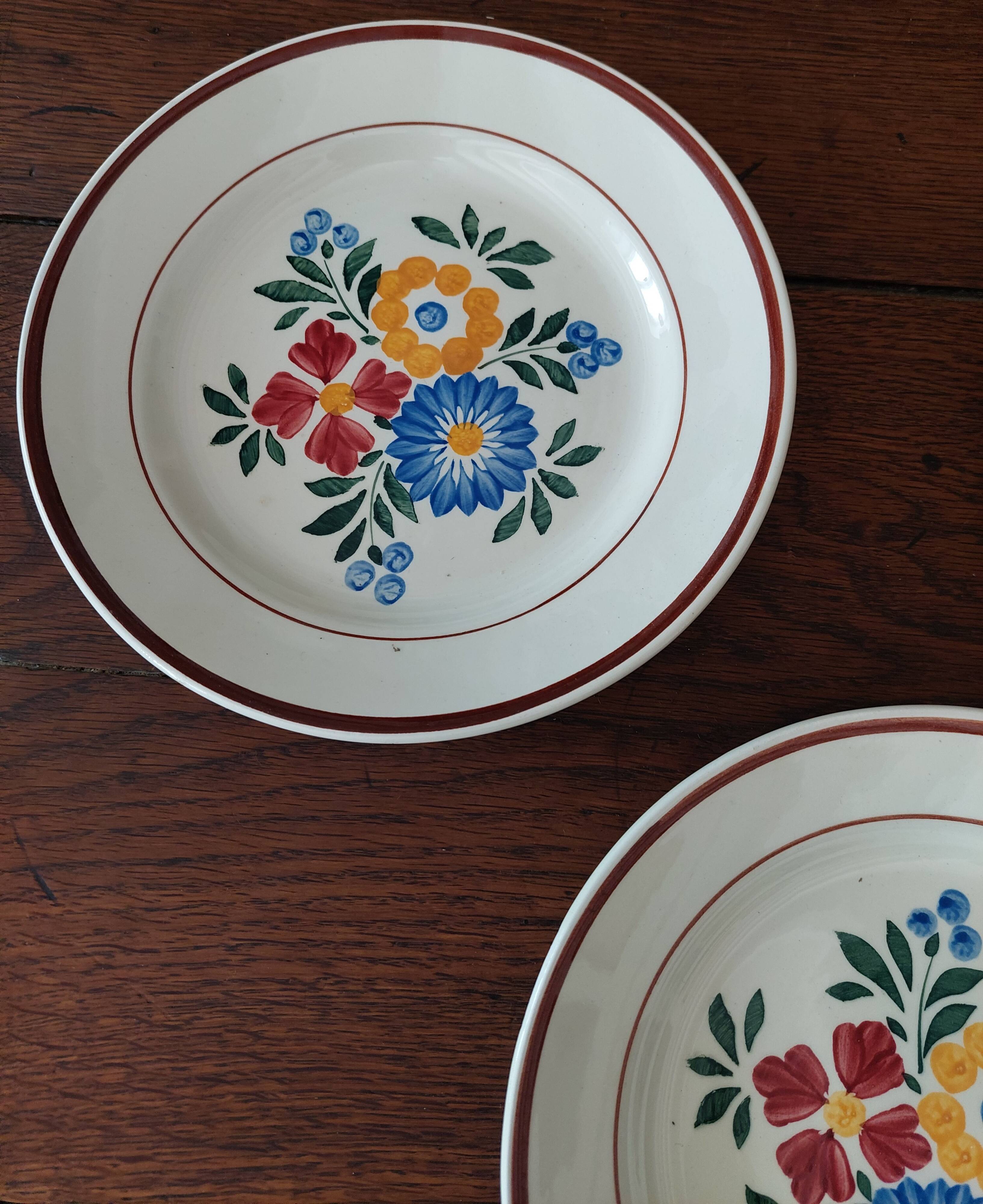 Flat plates set of five hbcm creil montereau decor cote d'argent