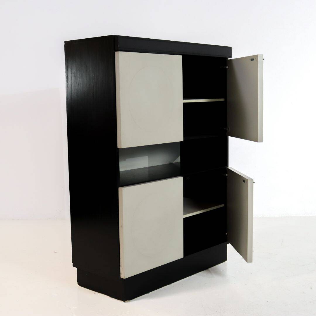 Black and White Oak Brutalist Bar Cabinet