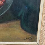 Still life painting with cherries and tea 1928