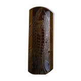 Plat 61cm brun kaki Digoin relief poisson