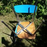 Paire de chaises en formica bleue vintage