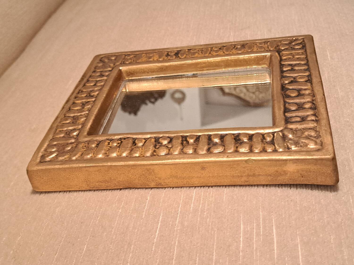 François Lembo mirror in golden ceramic