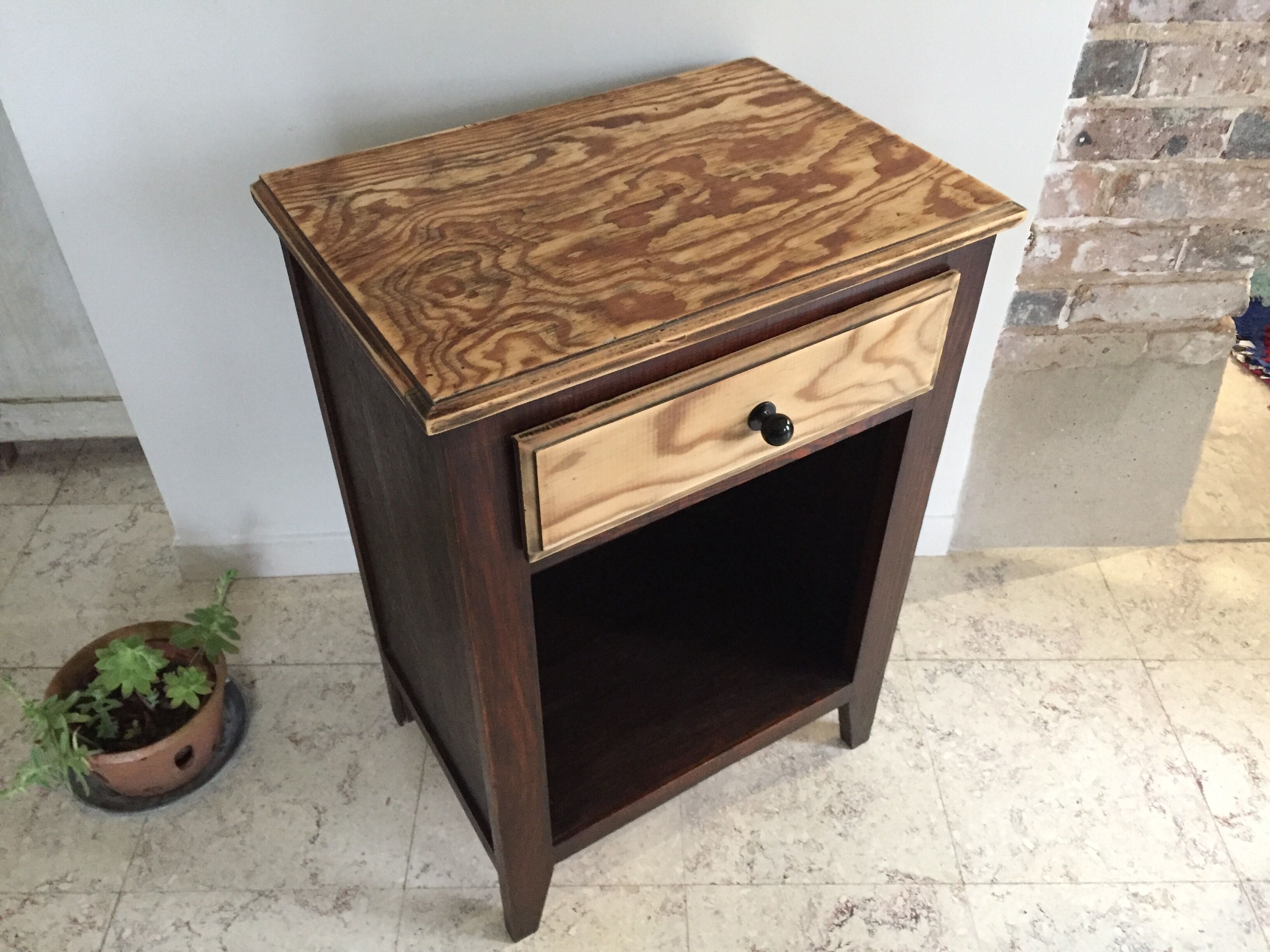 Vintage bedside tables legs compass