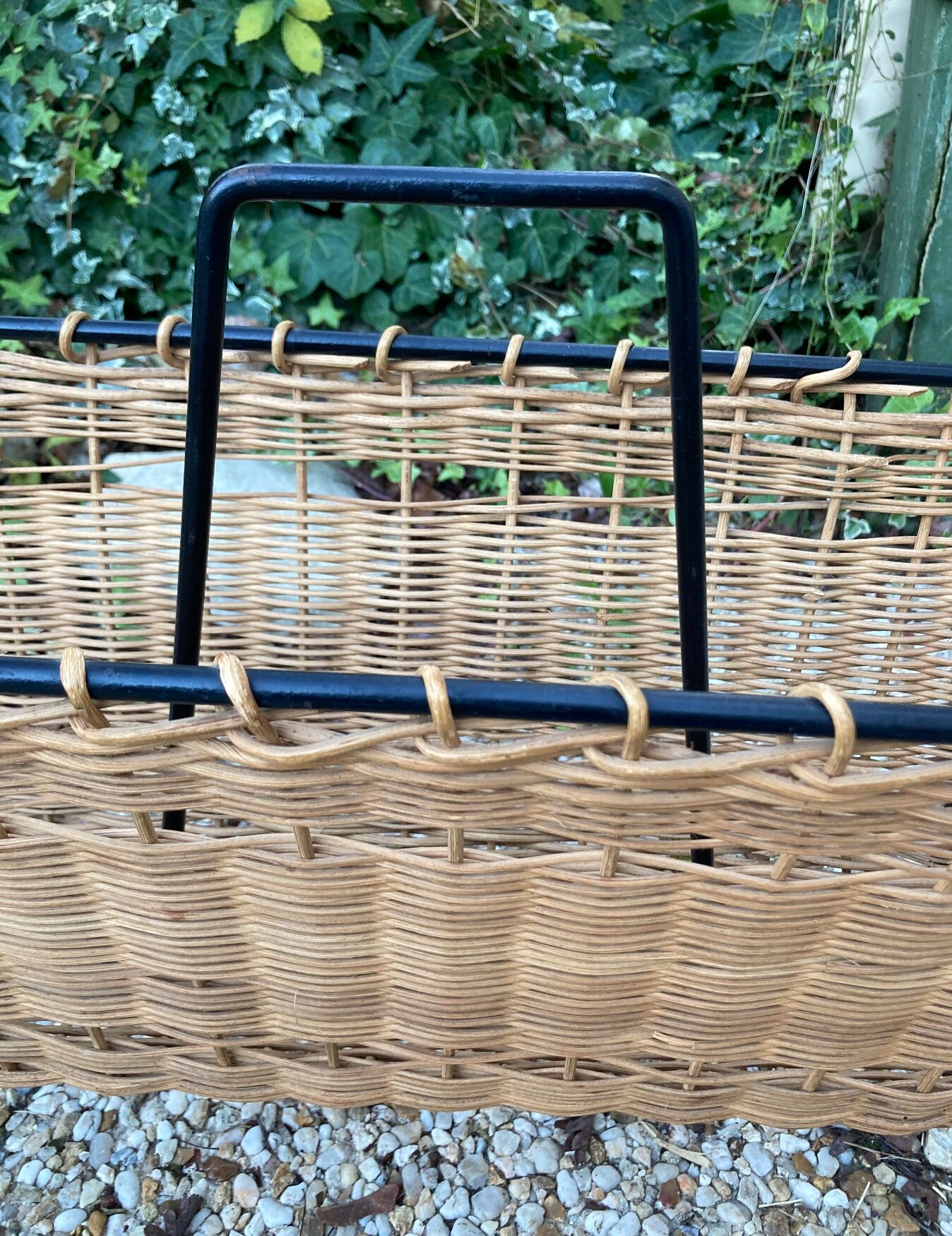 Raoul Guys vintage wicker magazine holder