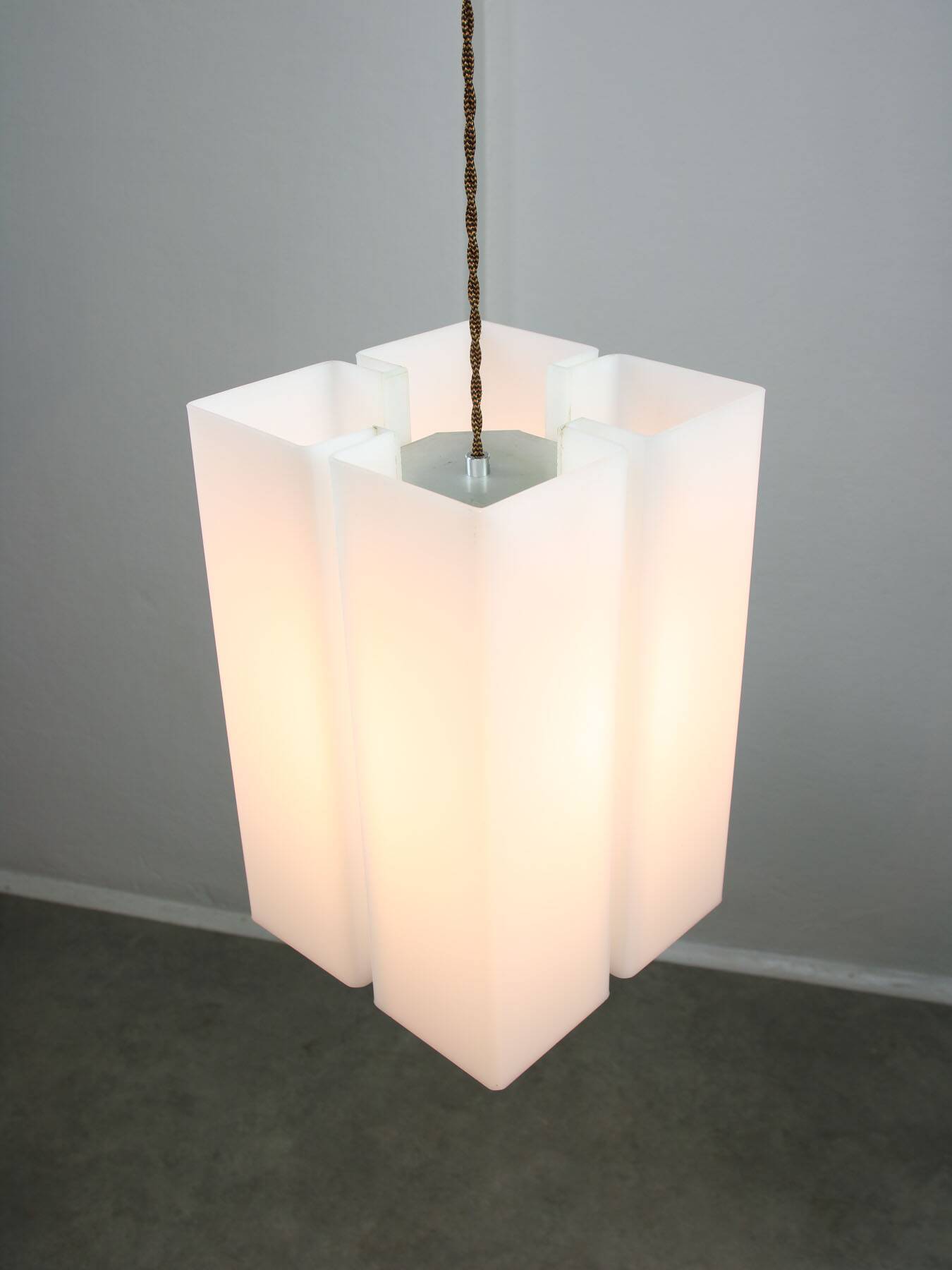 Vintage italian plexiglass tower pendant lamp