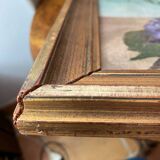 Painting on wood, mimosas, Belli