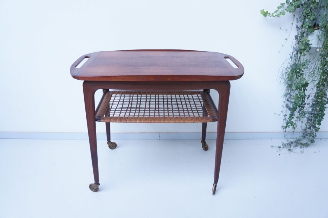 Vintage teak serving trolley Johannes Andersen 1960