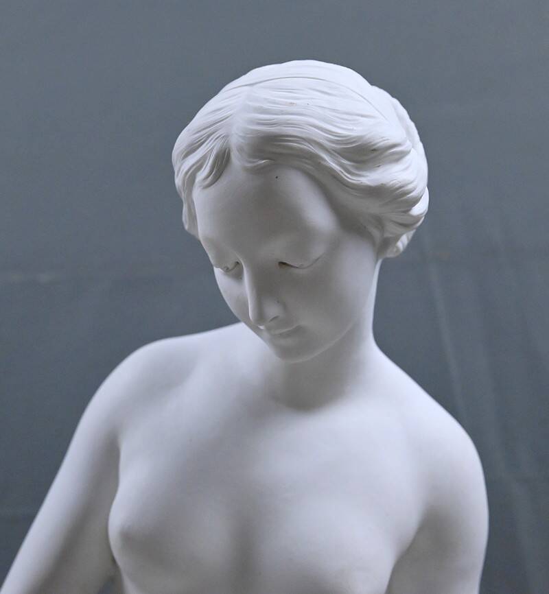 Important biscuit sculpture "The Bather" after Falconet – late 19th century.