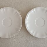 Two ivory cups and saucers from Sarreguemines