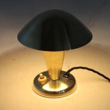 1930s Bauhaus Brass Finish "Mushroom" Table Lamp, Czechoslovakia
