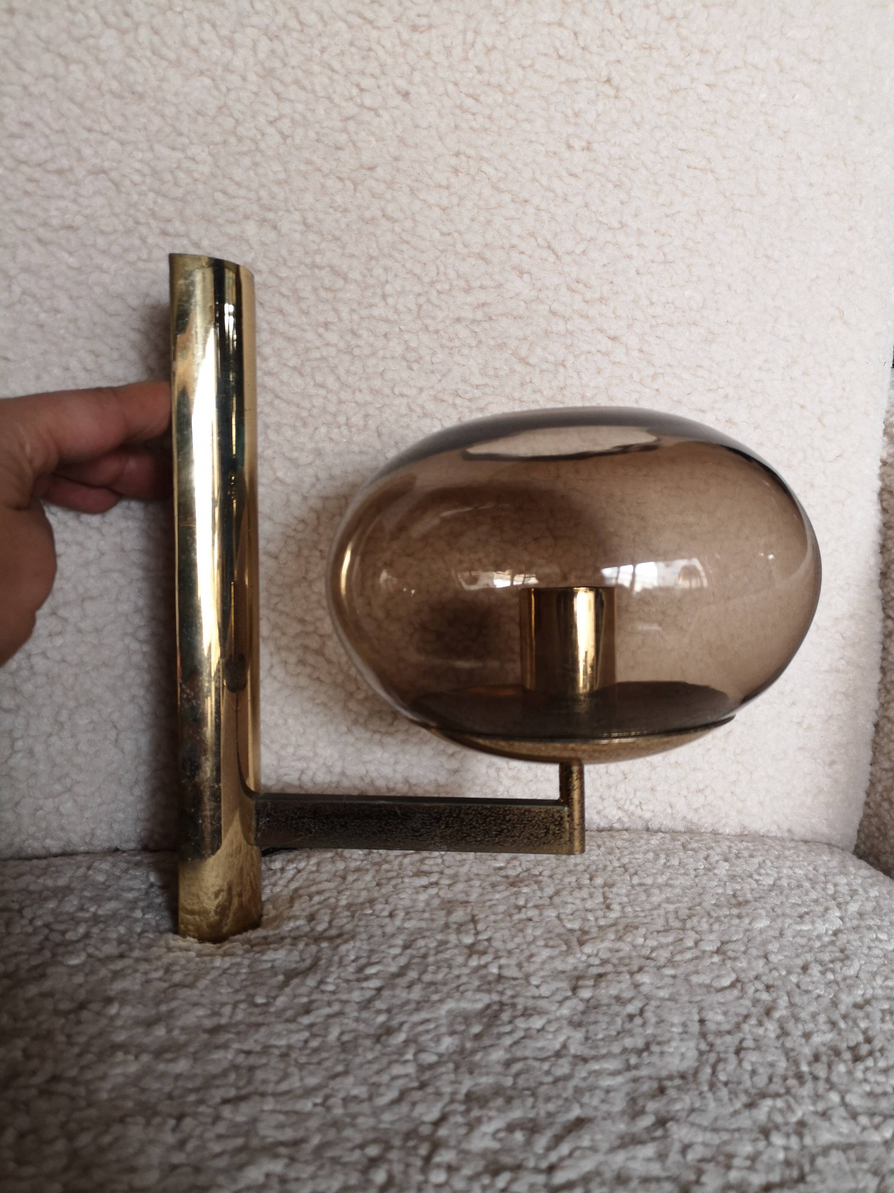 Sciolari smoked glass wall light 1970