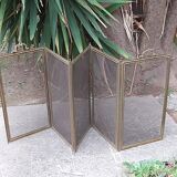 Ancient bronze and brass signed fire pare