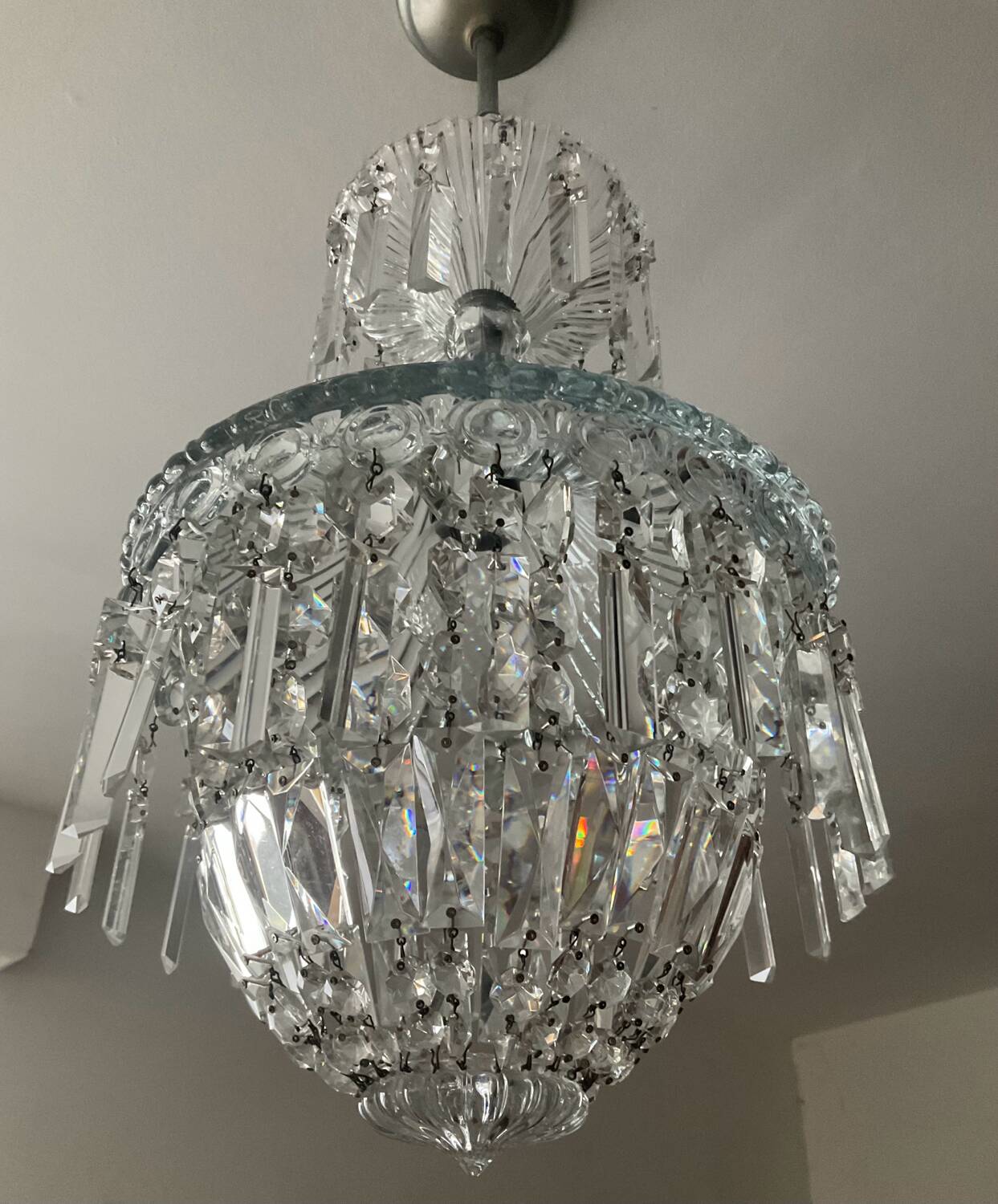 Bohemian crystal basket chandelier