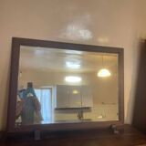 Antique solid wood mirror on foot support
