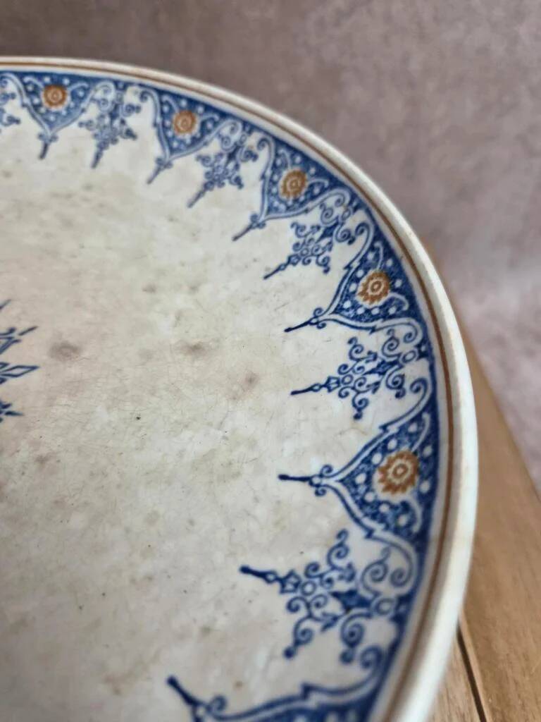 Ironstone compote Saint-Amand model 6014 – blue and gold oriental decoration
