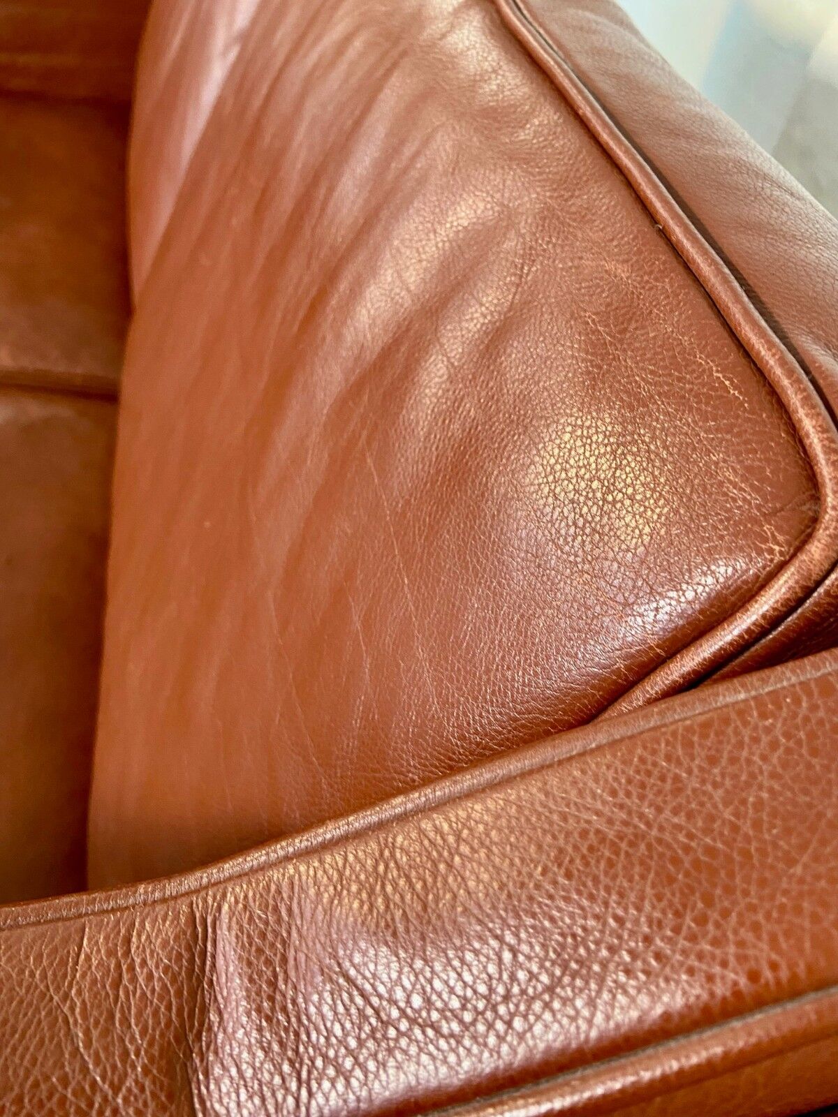 Vintage Danish mid-century Mogens Hansen 2 person cognac leather sofa