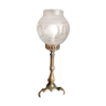 Lampe chevet salon globe verre sablé base laiton ancien vintage dp 0322015