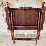 Folding side table in turned wood and marquetry circa 30's/40's
