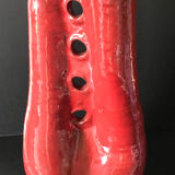 Red ceramic vase