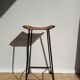 Tabouret haut en fer forgé et rotin, années 1950