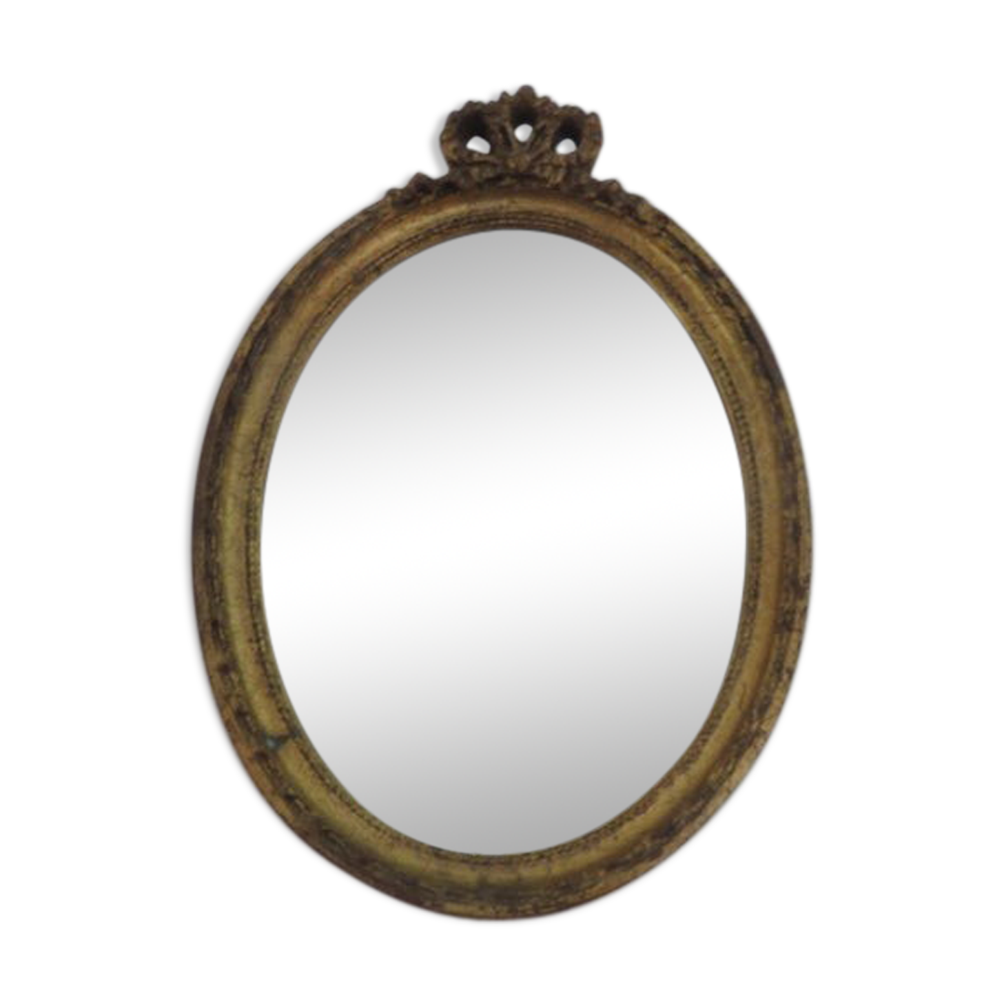 Louis XV-style gold oval mirror 50s - 29x20cm