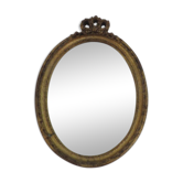 Miroir ovale doré style Louis XV années 50 - 29x20cm