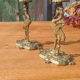 Bronze candlesticks, heron, Orientalist Art Deco