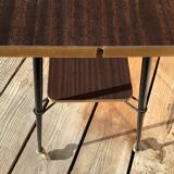 Console formica moka pieds compas métal roulettes