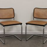 Pair of chairs B32 Cesca, by Marcel Breuer edition Gavina