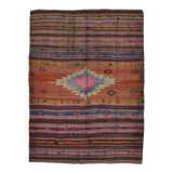 Tapis Kilim Anatolien Vintage – Rayures Ethniques, Tissé Main , 176x242 Cm