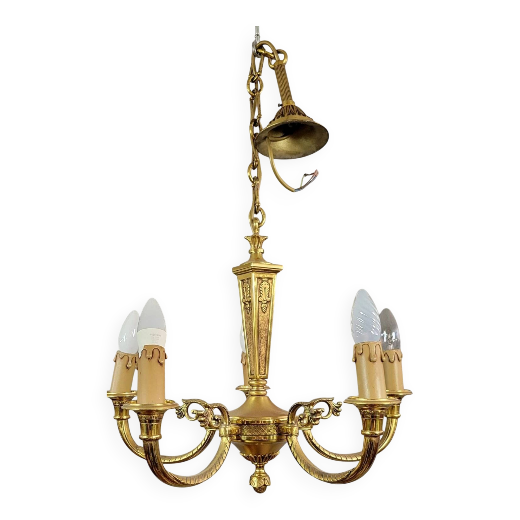 Lustre Style Empire en bronze a patine dorée