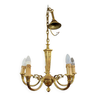 Lustre Style Empire en bronze a patine dorée
