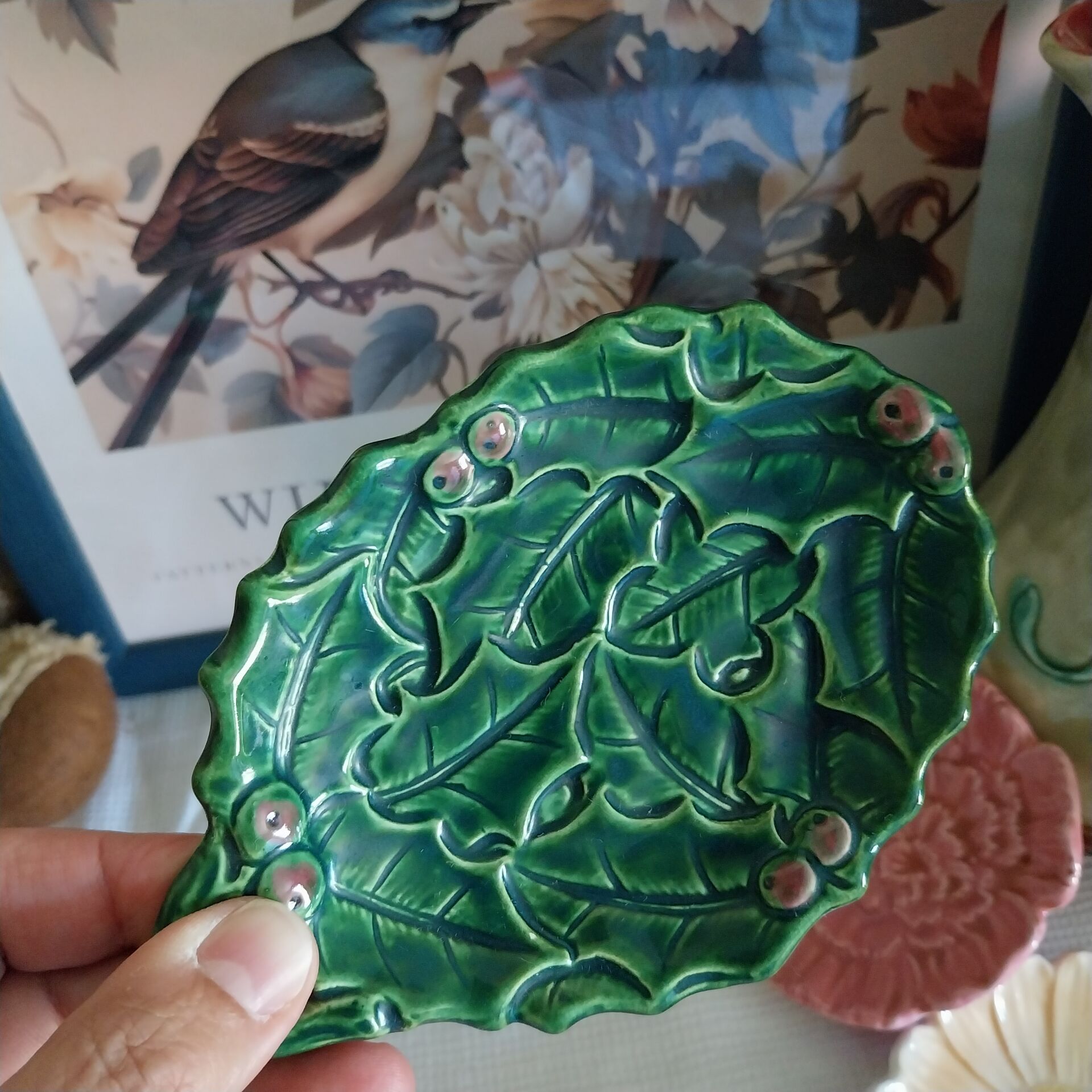 Old slipware flower-shaped bowls