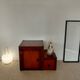 Step ladder side table in cherry wood and brass - Roche Bobois