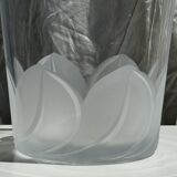 Glass ice or champagne bucket with stylized petal patterns