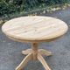 Extendable round dining table with central leg renovated in raw solid wood 105cm