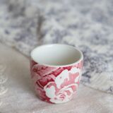 Antique English Burleigh Victorian Chintz Red Earthenware Egg Cup