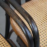 Set of 4 vintage wooden design dining/bistro chairs with woven seats