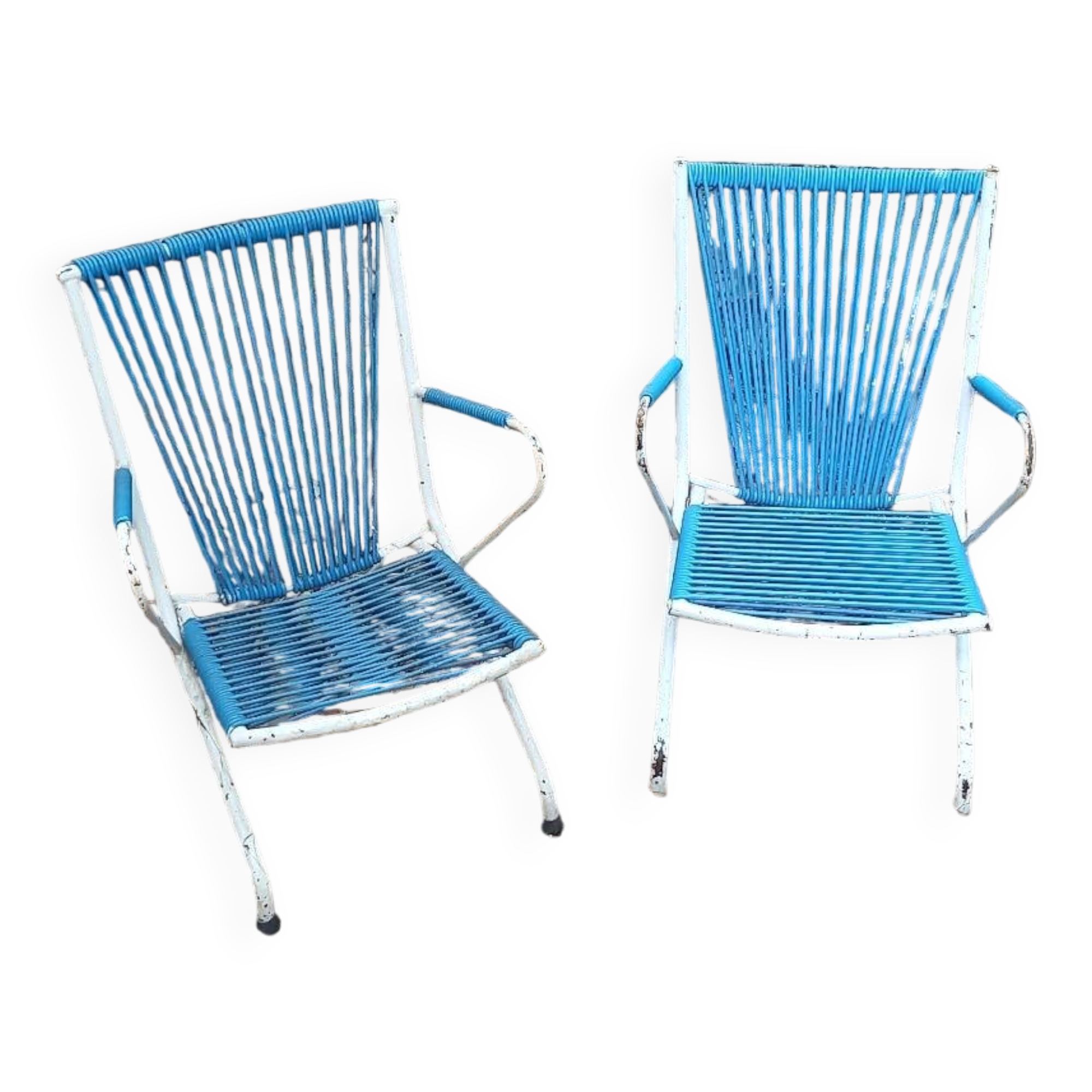 Pair of children's scoubidou armchairs